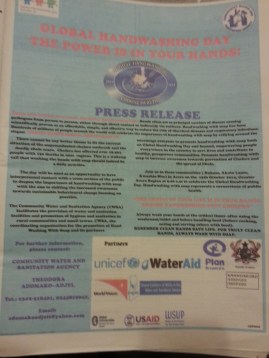 Ganzsseitige Anzeige im Daily Graphic zum global handwashing day